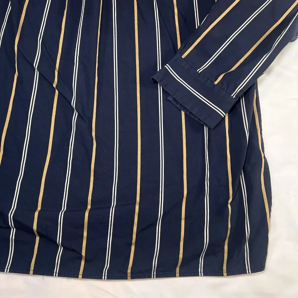 Lafayette 148 New York Shirt Size L Navy Stripe Brayden Riverside Long Sleeve - Picture 11 of 13